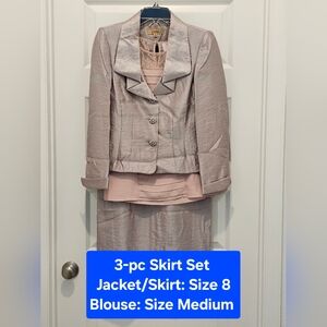 Kasper 2-pc Skirt Suit, Size 8, w/Short Lace Sleeve Top, Size Medium (Free), GUC